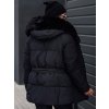 Černá dámská zimní prošívaná bunda s kožíškem FURSOFT (Velikost S)