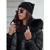 Černá dámská dlouhá prošívaná zimní bunda s kožíškem STYLOWQ