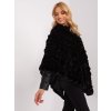 Černé kožešinové teplé pončo