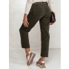 Olivové dámské manšestrové kalhoty s páskem FEMCORD (Velikost ONE SIZE)
