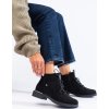 Semišové černé kotníkové boty na šněrování (Velikost 36)