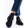 Semišové černé kotníkové boty na šněrování (Velikost 36)