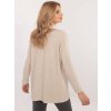 Béžový dámský oversize svetr s výstřihem do V