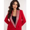 Červené dámské sako s ramenními vycpávkami