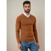 Hnědý pánský svetr s decentním výstřihem do V