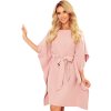 (Vel. 2XL/3XL) Elegantní šaty NICOLA s opaskem - růžové (Velikost 2XL/3XL)