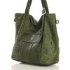 MARCO MAZZINI Velká tmavě zelená tkaná kabelka