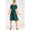 Dámské tmavě zelené midi šaty s páskem