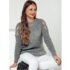 Světle šedý dámský svetr s průstřihy SLITARIA
