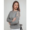 Světle šedý dámský svetr s průstřihy SLITARIA