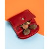 Rovicky Červená malá kožená peněženka na mince V310