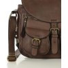MARCO MAZZINI Hnědá kožená messenger bag s kapsami (Velikost ONE SIZE)