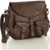 MARCO MAZZINI Hnědá kožená messenger bag s kapsami (Velikost ONE SIZE)