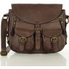MARCO MAZZINI Hnědá kožená messenger bag s kapsami
