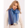 Modrý dámský pruhovaný šál zakončený třásněmi