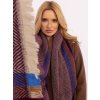 Vínový dámský pruhovaný šál zakončený třásněmi
