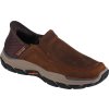 Tmavě hnědé pánské kožené tenisky Skechers Slip-Ins Respected - Elgin (Velikost 40)