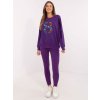 Tmavě fialová melanžová tepláková souprava s nápisem