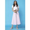 Dámská bílo-růžová vzorovaná midi sukně s motivem cikcak máma a dcera (Rozmiar S)
