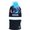 Tmavě modrý dívčí set čepice a nákrčníku Stitch