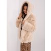 Béžový dámský kožíšek s kapucí