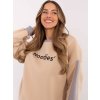 Béžová dámská zateplená mikina s kulatým výstřihem