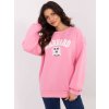 Růžová dámská zateplená mikina bez kapuce