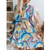 Modré košilové šaty s barevným vzorem BRANTONA