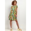 Vzorované zelené dámské viskózové šaty s potiskem květů (Rozmiar 3XL)