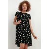 Vzorované černé dámské viskózové šaty s puntíky (Rozmiar 3XL)
