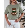 Dámské zelené tričko BAREN s nášivkou medvídka