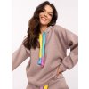 Tmavě béžová stylová teplákovka s barevnými detaily (Velikost ONE SIZE)