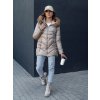 Dámská béžová zimní prošívaná bunda s kapucí WINTERCHIC