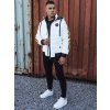 Bílá pánská zimní prošívaná bunda s kapucí