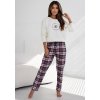 Dámské teplé pyžamo s károvanými kalhotami Sensis Better (Velikost S, Barva smetanová)