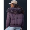 Fialová dámská zimní prošívaná bunda s kožíškem na kapuci COLDPACK
