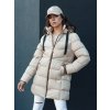 Béžová dámská péřová bunda s kapucí GABRIELLE