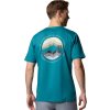 Tyrkysové pánské tričko s potiskem na zádech Columbia Kettle River Outdoor Tee