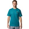 Tyrkysové pánské tričko s potiskem na zádech Columbia Kettle River Outdoor Tee
