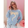 Světle modrá dámská mikina s okouzlujícím potiskem mašle SOFTTIE