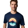 Tmavě modré pánské tričko s potiskem Columbia Path Lake II Graphic Tee