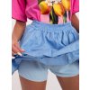 Světle modrá mini sukně s všitými kraťasy (Velikost ONE SIZE)