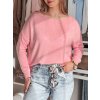 Růžový dámský asymetrický oversize svetr SENZIA