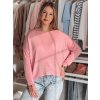 Růžový dámský asymetrický oversize svetr SENZIA