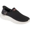 Černé dámské tenisky s jemným květinovým vzorem Skechers Slip-Ins: GO WALK Flex - Sunset Rose (Velikost 36)