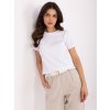 Bílé dámské bavlněné tričko s výšivkou na rukávech