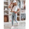 Světle modré dámské skinny džíny se zdobením na kapsách BLINGBLING