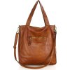 MARCO MAZZINI Camel dámská kožená shopper kabelka
