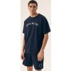 Tmavě modré pánské krátké pyžamo s potiskem Henderson Core (Velikost M, Barva tmavě modrá)