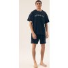 Tmavě modré pánské krátké pyžamo s potiskem Henderson Core (Velikost M, Barva tmavě modrá)